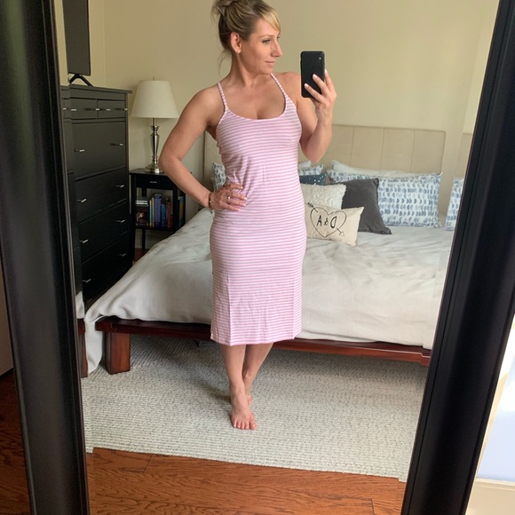 | j.crew • pink & white stripe midi dress • small | - Picture 5 of 6
